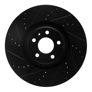 Audi A7 Brake Rotor (1) - Front Left - R1 Concepts - Drilled & Slotted - Black - `12-`18